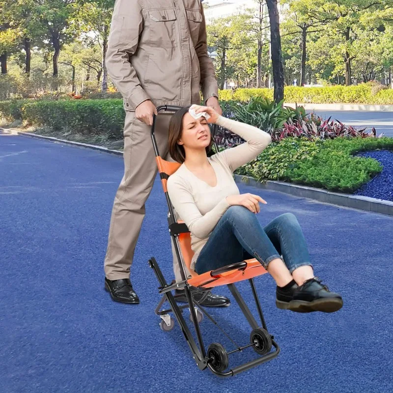 

【Popular】Foldable Emergency Stair Chair With Wheels, EMS Stair Chair, Portable Transport Stair Chair, 350 Lbs Load Capacity