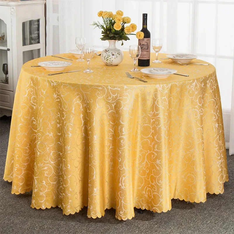 Luxury Red Round Hotel Dining Tablecloth Square Golden Floral Wedding Table Skirt Cover Decoration Party Restaurant Table Cloth
