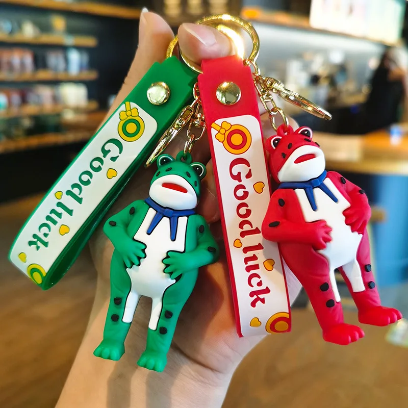 Cartoon Frog Keychain Cute Bag Exquisite Car Kawaii Keychain Pushing Fashion Small Toys Gift Personalized Gifts