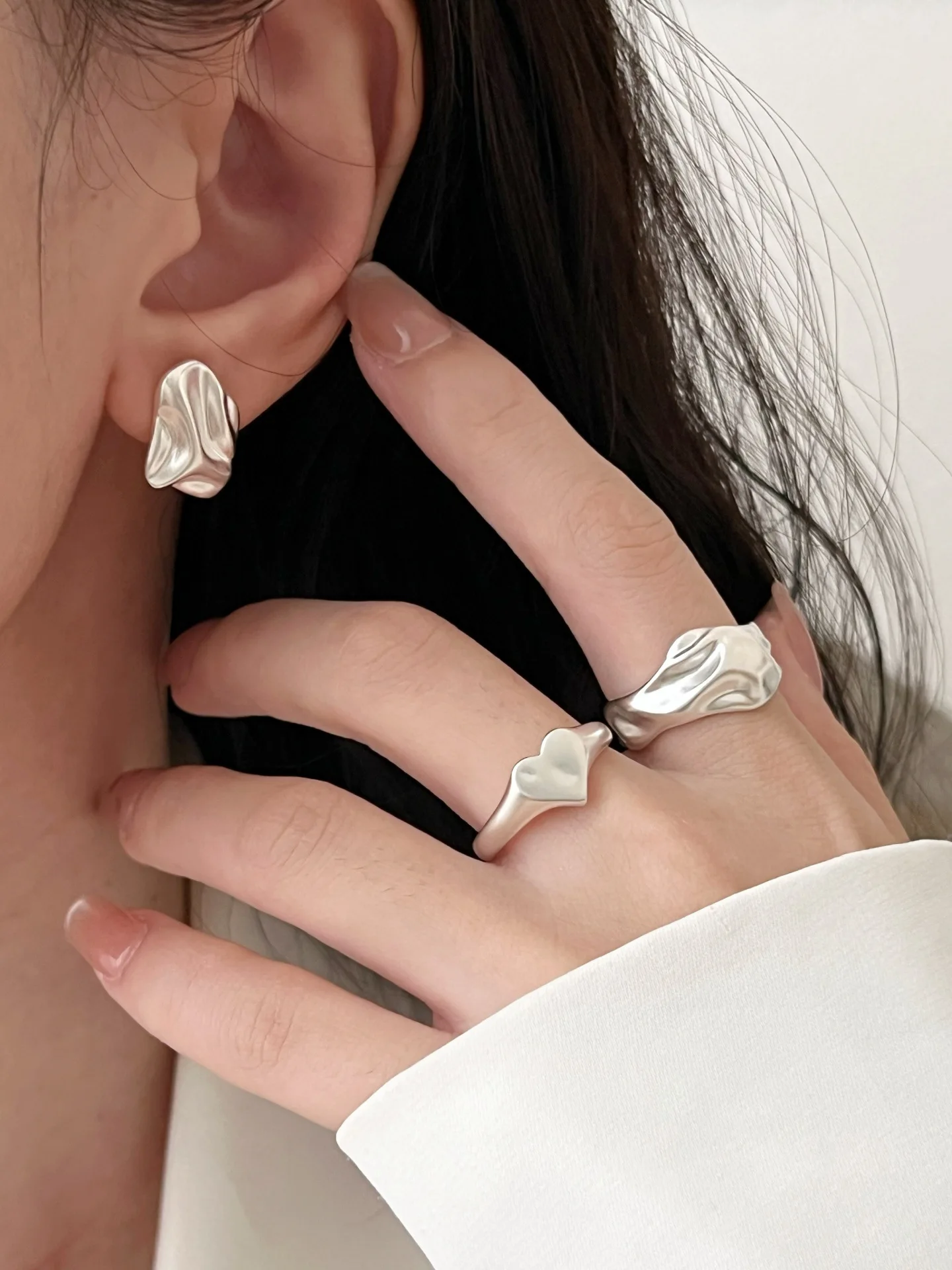 925 Sterling Silber Unregelmäßige Bolzen Ohrring für Frauen Vintage Geknitterte Zuckerguss Punk Rock Schmuck Party Geschenk Dropshipping – Detail 19