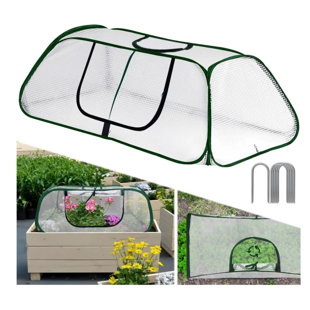 

Greenhouse Cover For Plants Cultivation 115*50*45cm Garden Bed Cover Easy Access Door Includes Ground Spikes For Fruits