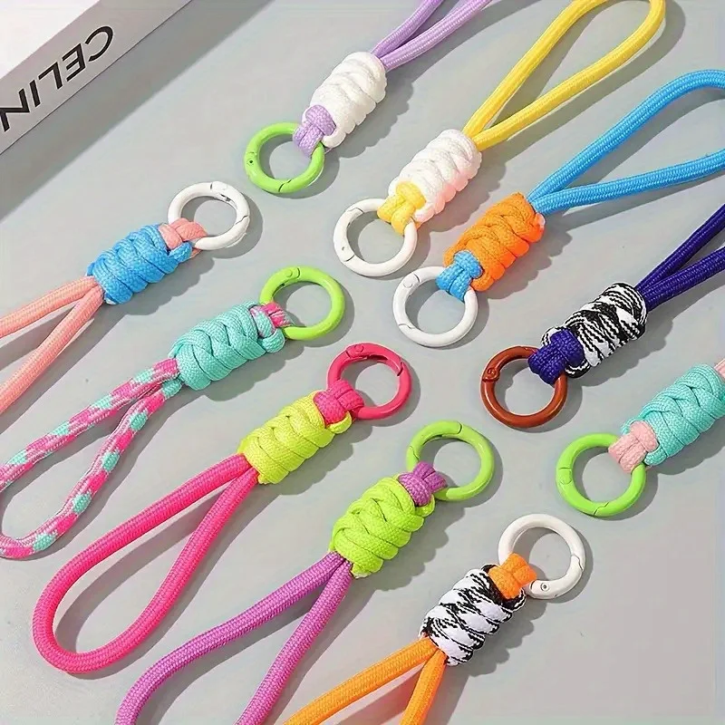 Colorful Woven Keychains, Durable Stylish Mobile Phone Lanyards And Additions, Suitable for Keys, Cups, Cute Keychain Jewelry.