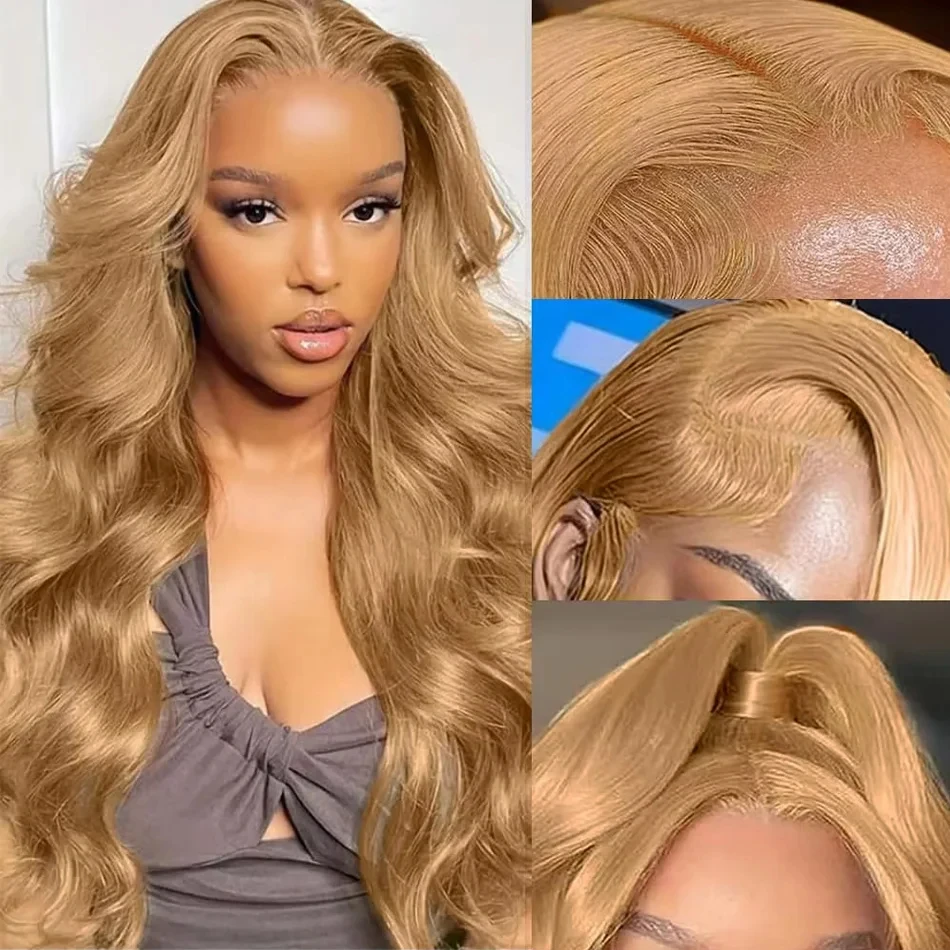 Lafino 200% Density Body Wave Lace Front Wig 13x6 13x4 Hd Lace Frontal Wigs Loose Body Wave 27 Honey Blonde Wig Human Hair image 2