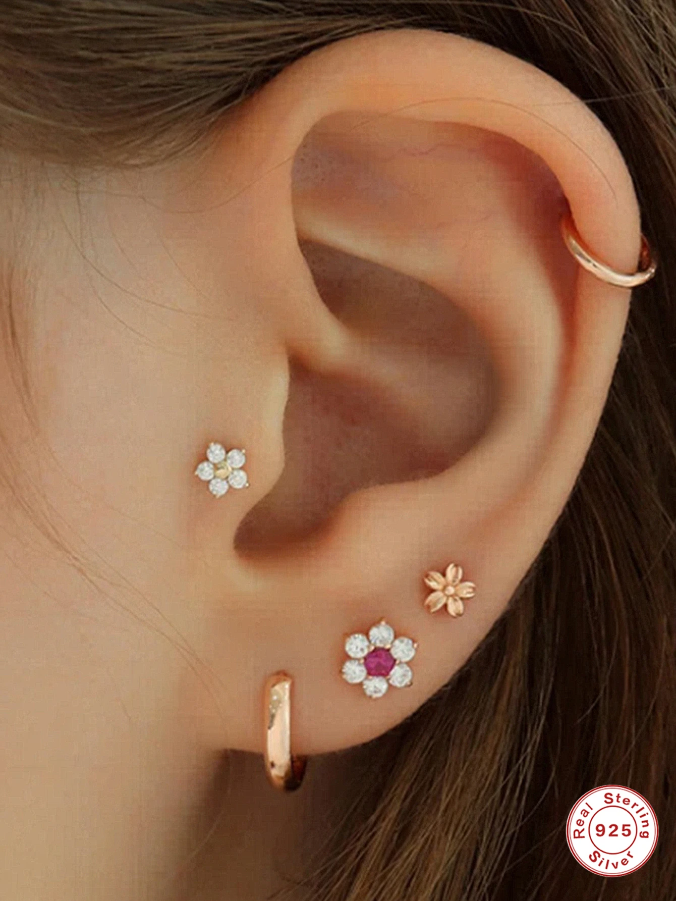 Aide 925 Sterling Silber 1pc Geometrie Multi Piercing Stud Ohrringe Für Frauen K Gold Einfache Elegante Quaste Schmuck Geschenk Pendiente – Detail 14