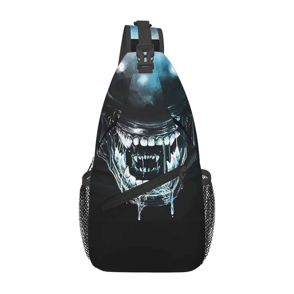 Xenomorph Alien Chest Bag Men Sling Crossbody Backpack Chest Bag Traveling Hiking Daypack Shoulder Bag