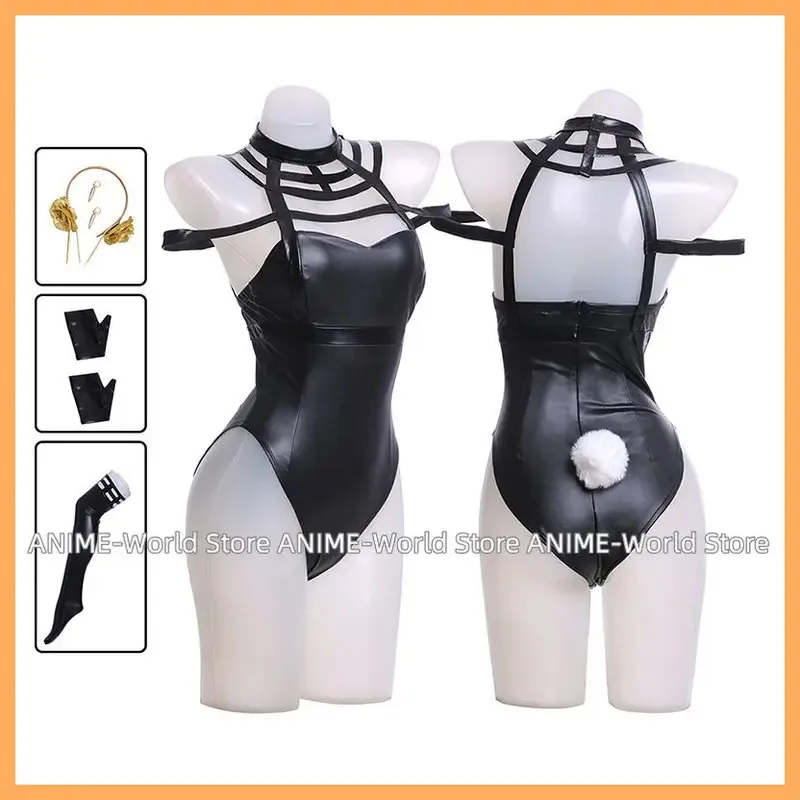 SPYxFAMILY Yor Bunny Girl Anime Cosplay disfraz vestido de cuero Sexy