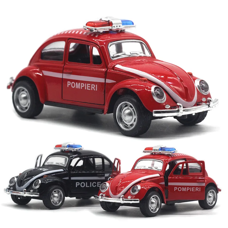 

1:32 Alloy Beetle police car fire truck Pull back car model hot selling children's toy gift