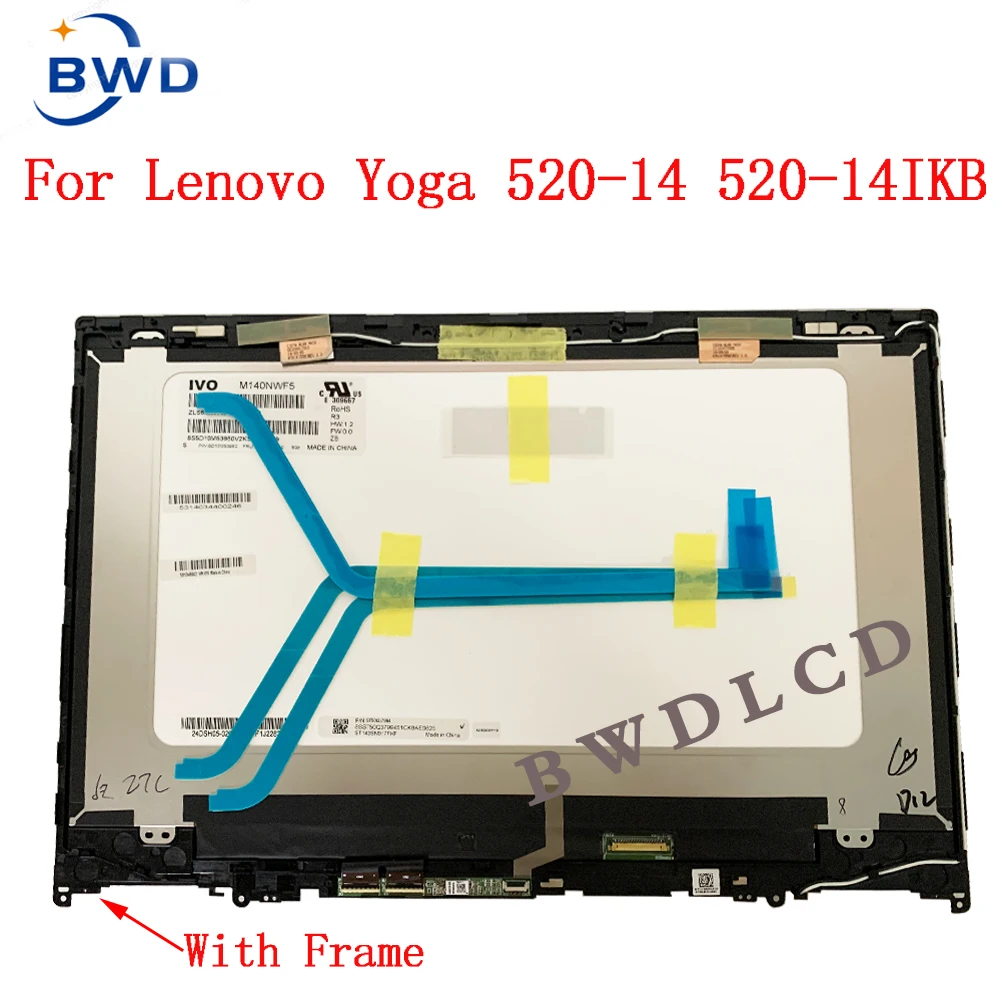 

brand-new 14.0 For Lenovo Yoga 520 14 80X8 80ym 520-14IKB LCD Screen Display Touch Digitizer Assembly PN ST50Q37994 5D10N45602