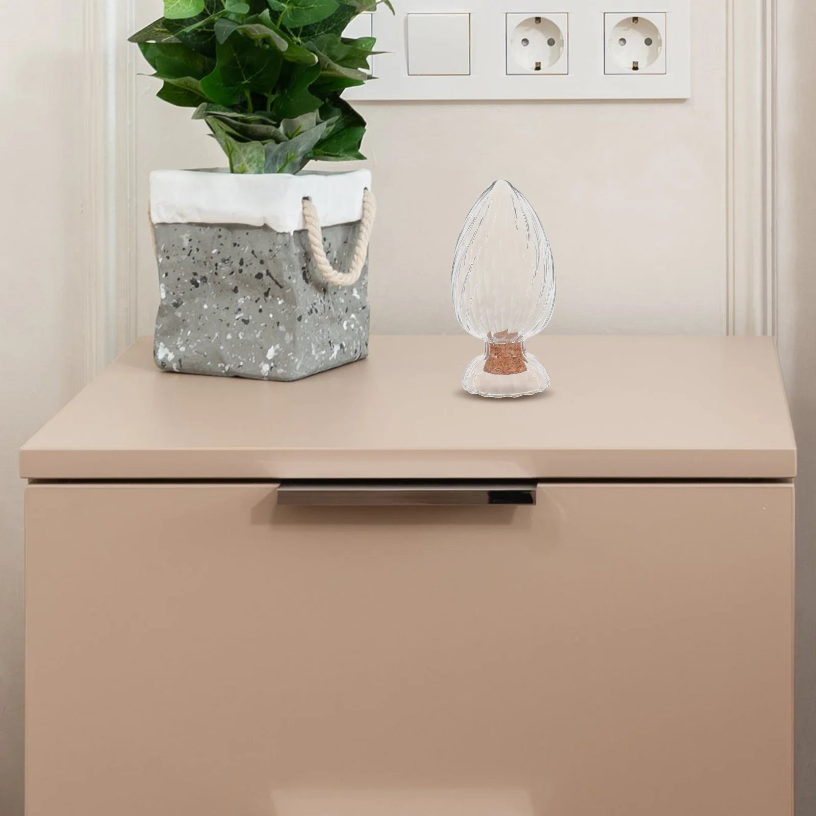 

Helix Shaped Firewood Display Transparent Glass Match Jar with Cork Lid for Dining Table Fireplace Bathroom Decorative Storage