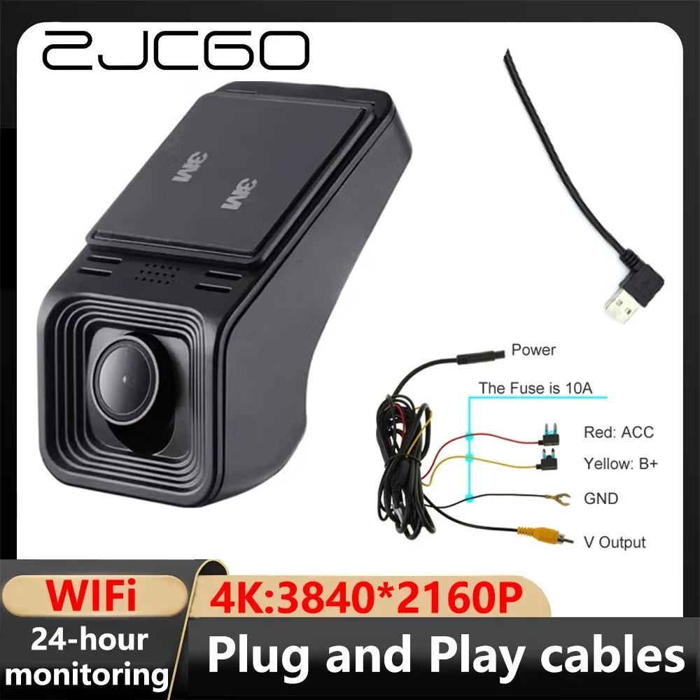 

ZJCGO 4K 2160P Dash Cam DVR Camera 2 Lens Recorder Wifi Night Vision Loop Record APP 24h Parking Monitor Video