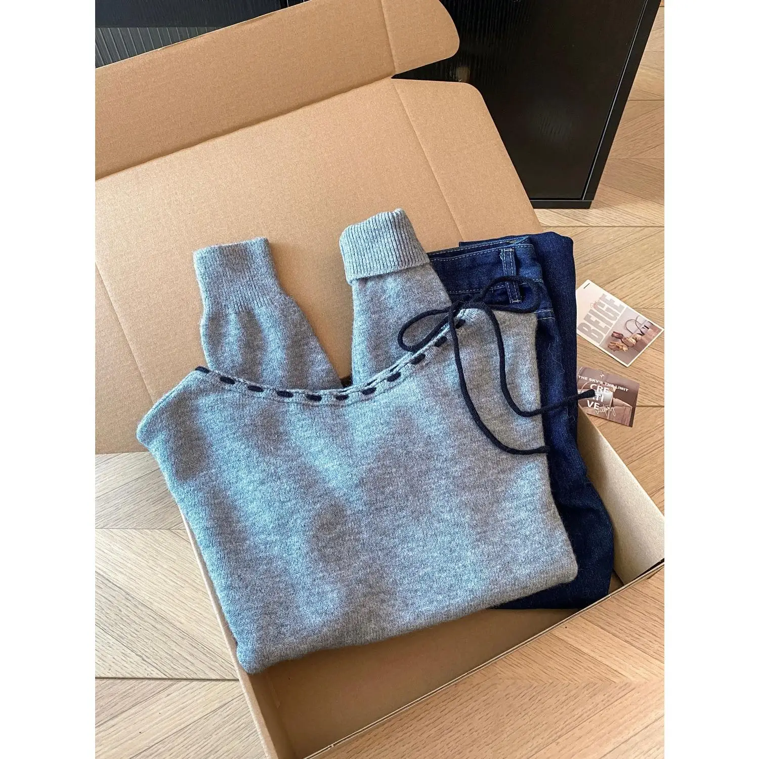 

Soft Cozy ey Belted Women's Slim Fit Knitwear Sweater Sweet Sle Autumn New Arrival Faion Lazy Trendy Top irt