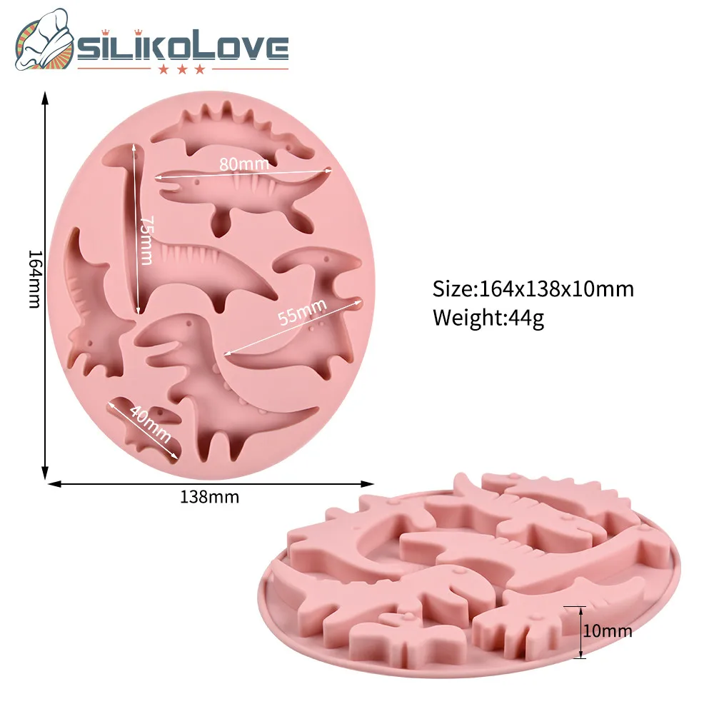 SILIKOLOVE Cartoon Jurassic dinosaur Silicone Baking Mold Gummy Candy Mold Animal Jelly Chocolates Mould Sugarcraft Tools