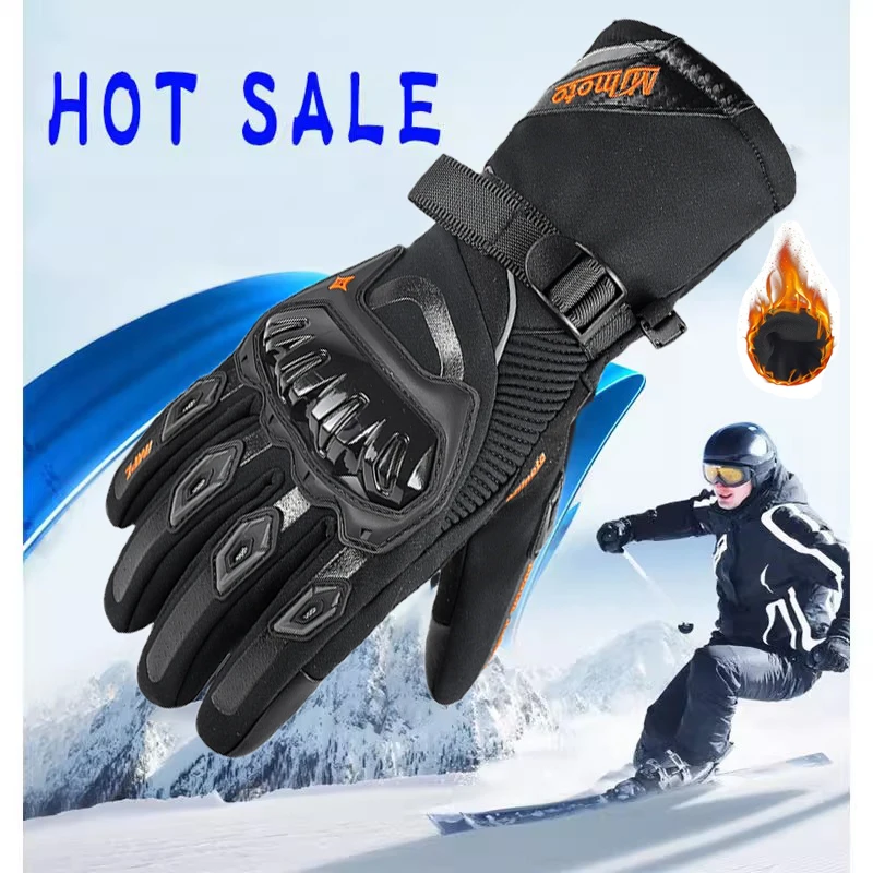 MJMOTO Unisex Thermal Motorbike Gloves Winter Windproof Electric Heating Battery for Motorcycle Cycling Snowmobile Touch Screen