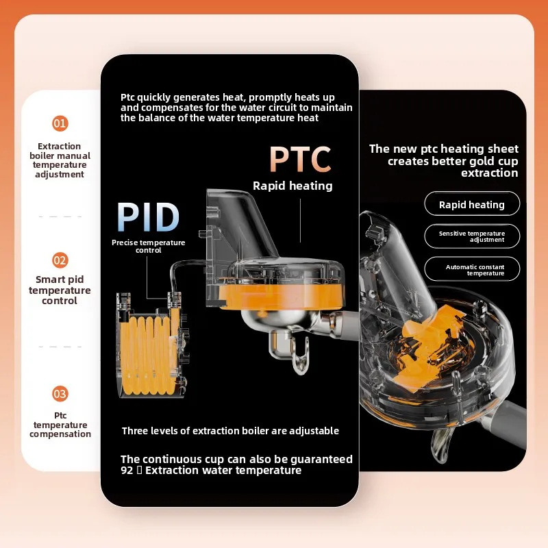 ماكينة صنع القهوة الإيطالية شبه الأوتوماتيكية، ماكينة الفولاذ المقاوم للصدأ، الاستخدام التجاري والمنزلي، التحكم الذكي في درجة الحرارة #2
