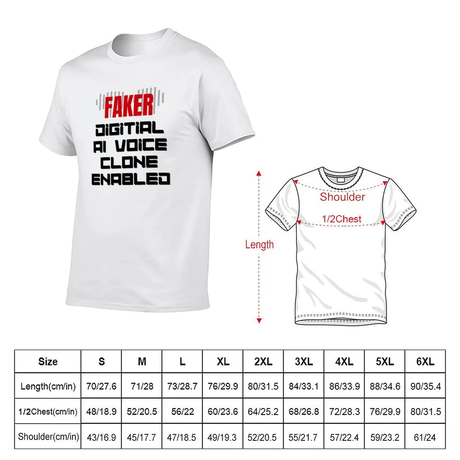 FAKER - Digital Artificial Intelligence Voice Clone Enabled. T-Shirt Work Outdoor Short Sleeve Tee