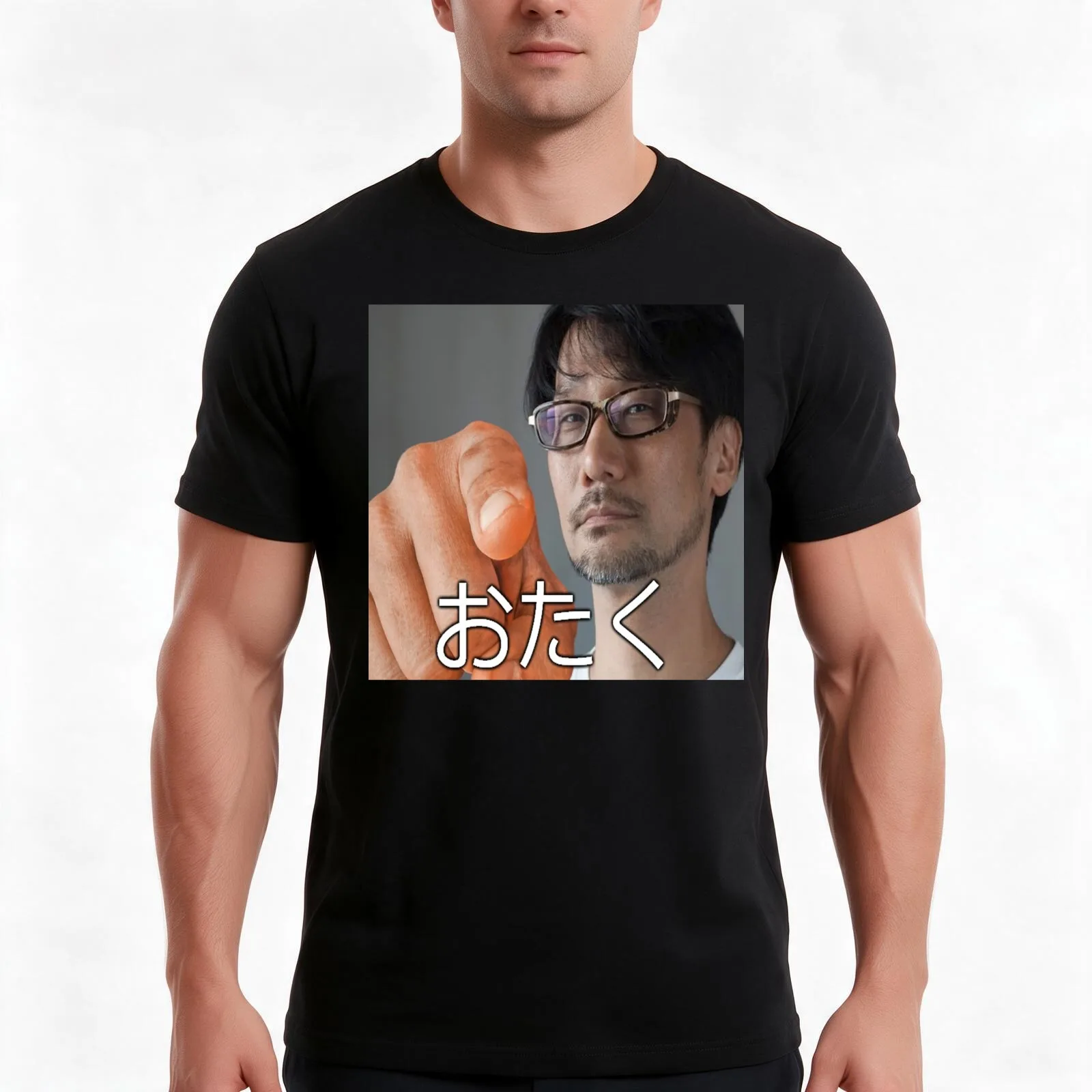 Hideo Kojima pointing at you and calling you an Otaku T-Shirt, Summer Casual Cotton Tee, Oversized Streetwear Tops, 100% Cotton