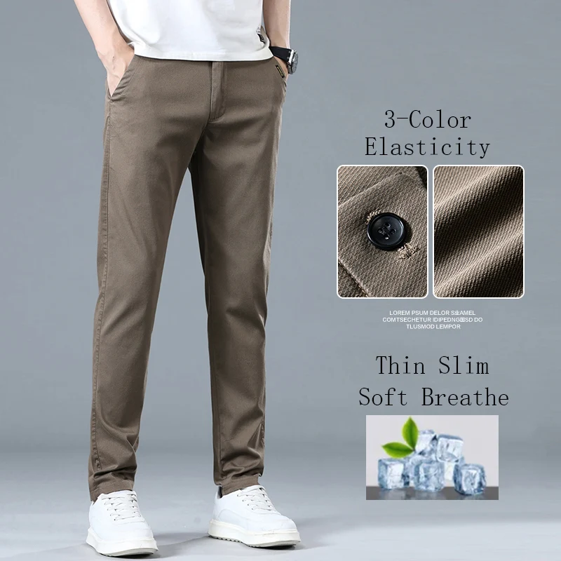 

2025 NEW Summer Men Brand Business Casual Korean Classic Camel Fashion Suit Male Clothes Stretch Soft breathe Cosy Casual Pants