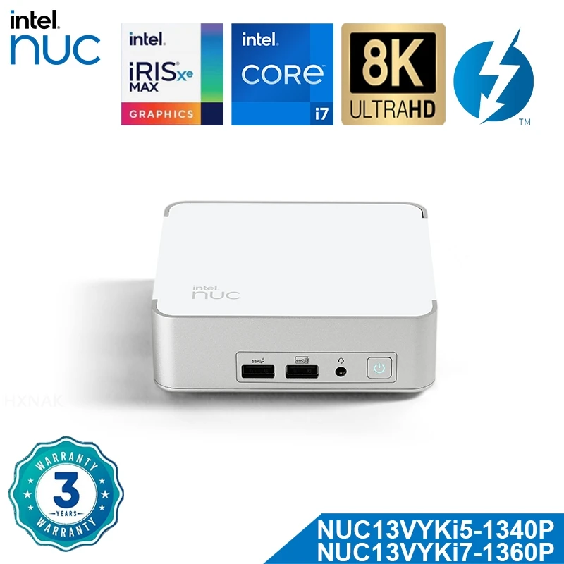 Intel NUC 13 Pro White Vivid Canyon Processor/i7 13TH Gen prosesor Intel Core Intel Iris Xe grafis Wi-Fi 6E Thunderbolt 4 I