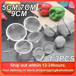 5-9cm Stainless Steel Mesh Strainer W/Chain S pice Tea Ball Infuser Tea Leak Home Soup Pot Sauces Marinade Seasoning Filter Ball