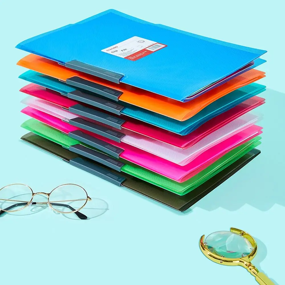 

Candy Colored A4 Clipboard File Folder PP Plastic Rotating Loose Leaf File Binder Transparent Creative Stationery Organizer