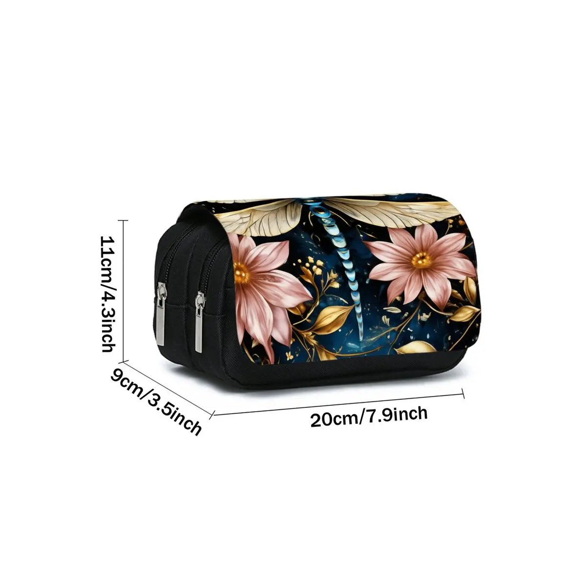 Sketch Dragonfly Print Double Layered Flip Pen Case for Boy/Girl Best Gifts 2D Cartoon School Supplies Pencil Case for Children