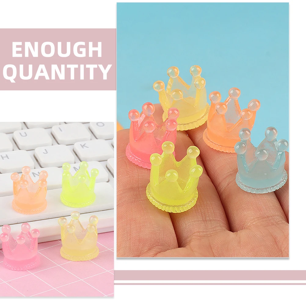 

25pcs Luminous Resin Mini Crowns Decor For Home Garden Bonsai Night Glowing Statues Small Desktop Landscaping Ornament Unique