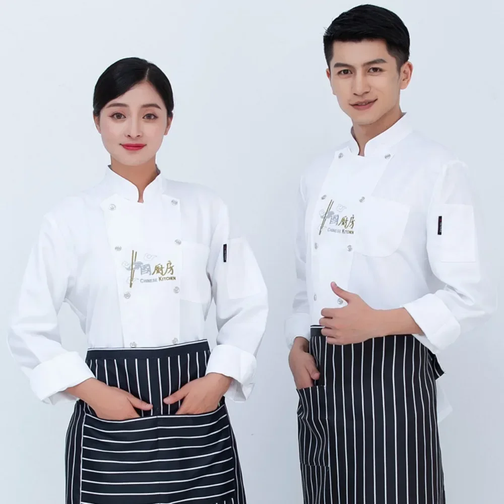 Hotel Chef-kok Pak Heren Lange mouwen Catering Chef-kok Werkkleding Korte mouwen Terug Keuken Kantine Chinese stijl