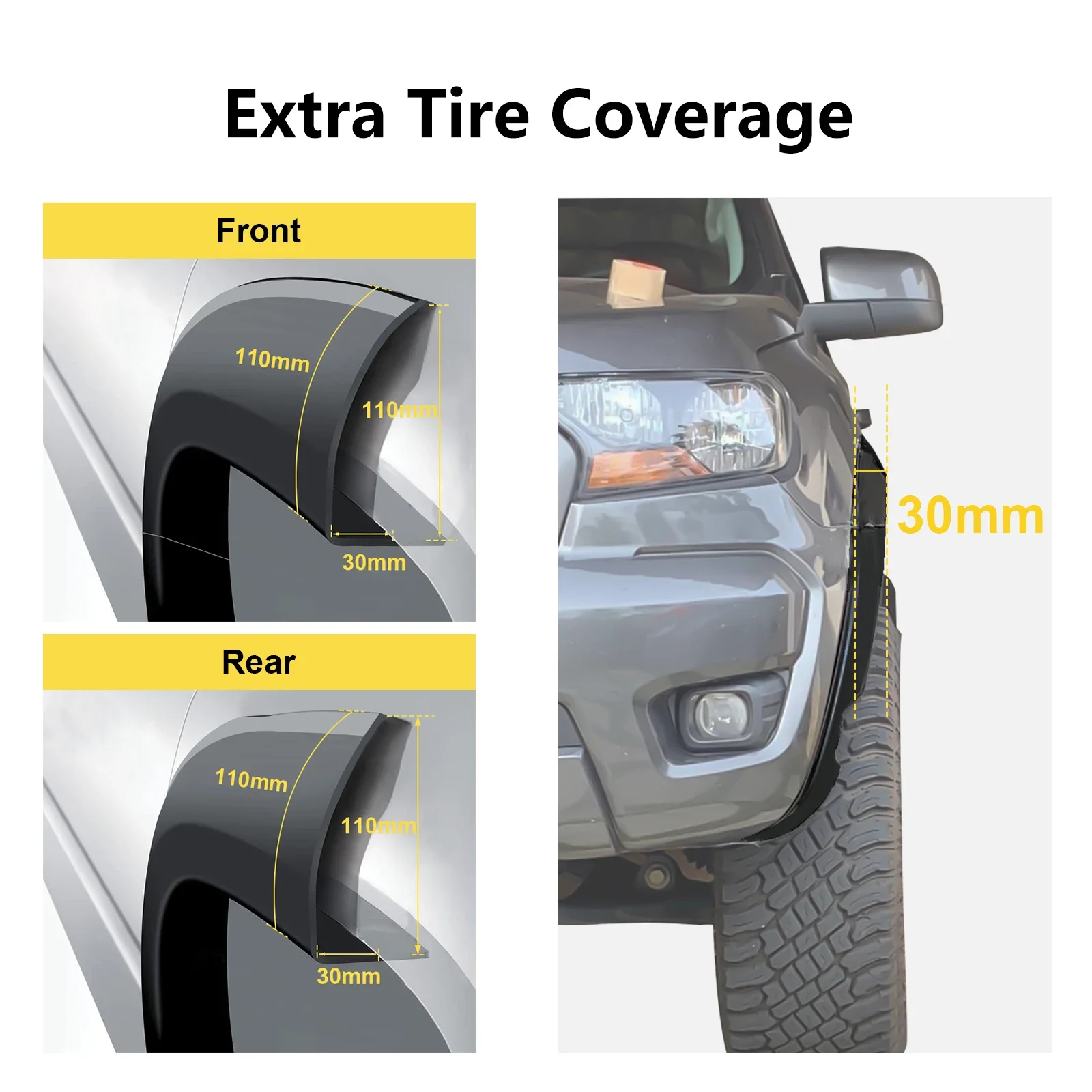 4\'\' FENDER FLARES WHEEL ARCH EXTENSION FOR FORD RANGER XL XLT WILDTRAK T8 2020 2021 2022 MUDGUARD DOUBLE CAB 4X4 CAR ACCESSORIES