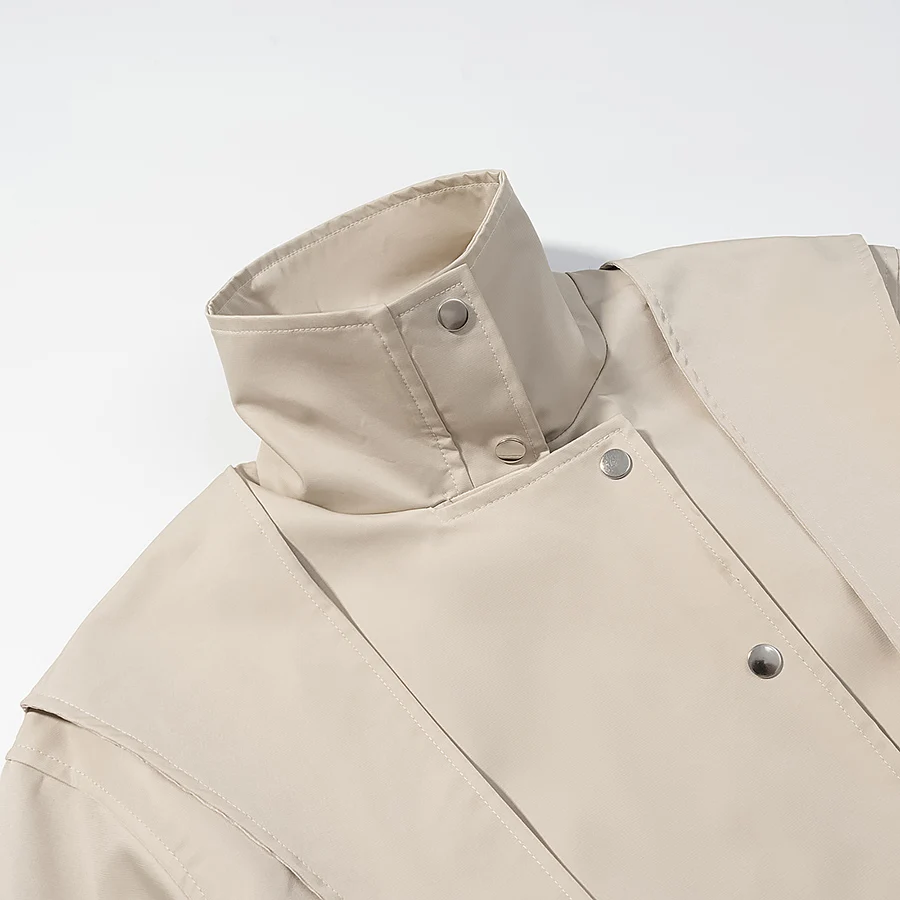 Giacca a vento moda donna collo alto bottoni manica lunga giacca monopetto Lady Street Trench con colletto alla coreana