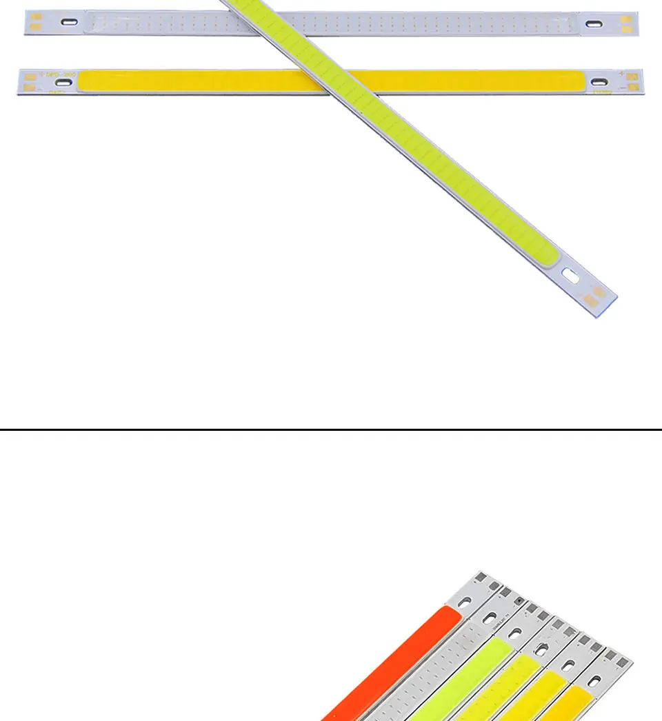 5pcs 200x10mm DC 12V COB LED Bar Light Strip 20cm 10W Blue Green Red Warm Cool White Color 200mm 12V COB Bulb LED Chip for DIY