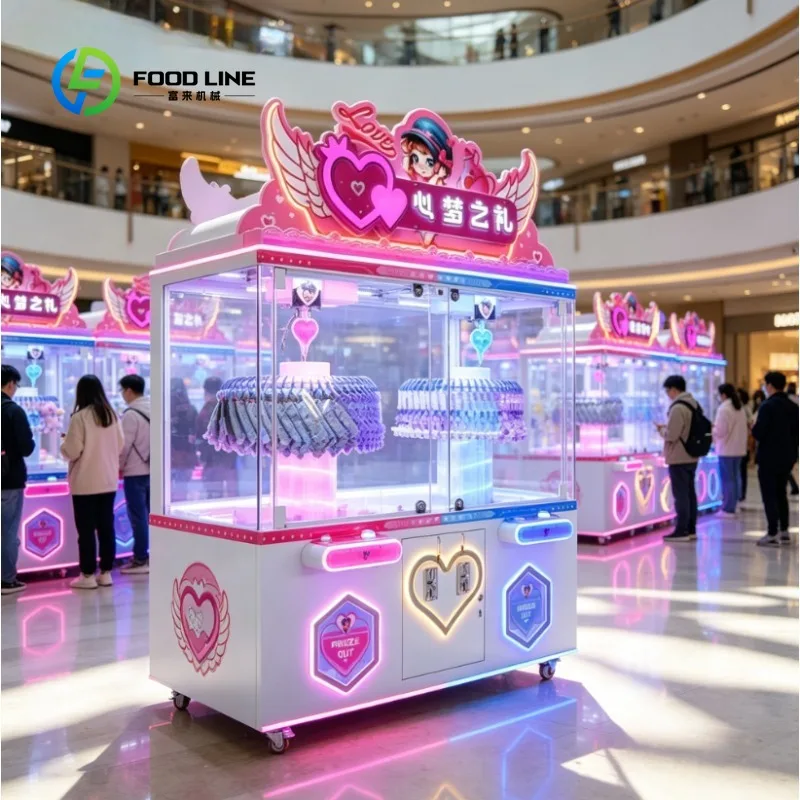 Custom Mini Claw Machine, Plush Bear & Drawstring Bag Prize Doll Crane Arcade Game Machine for Amusement Venue