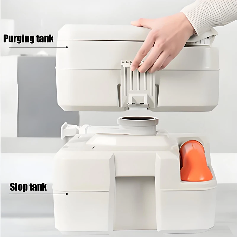 Portable 20L Large Waste Tank Toilet With Carry Bag Piston Pump & Level Indicator for Hiking & Boating Marine Supplies