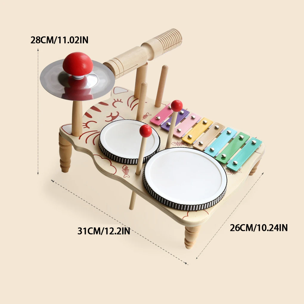 Wooden Music Toys For Babies Children’s Musical Instrument Percussion Toys Table Early Education Kids Drum Set Music Toy