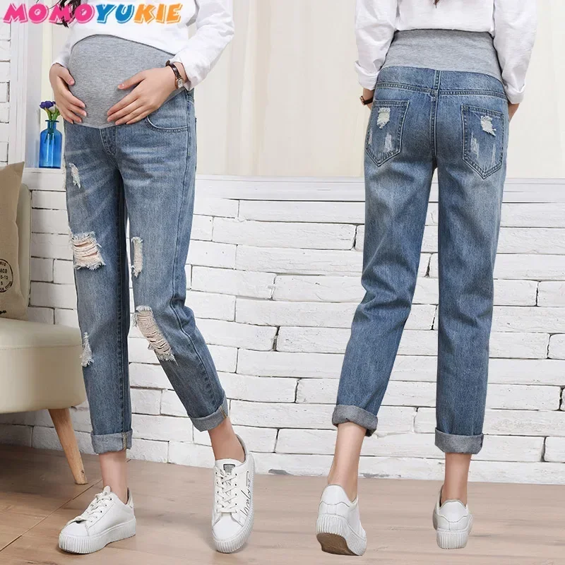 

2023 New Maternity Jeans Stomach Lift Soft Cloth Stretch Jeans Slim Comfortable Trousers Pants For Pregnant Woman M-4XL Size