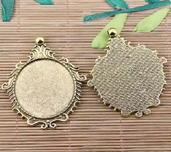 3pcs 56*49mm inner size:35mm hole 3.8mm tibetan silver floral rim cabochon settings HWEF2501