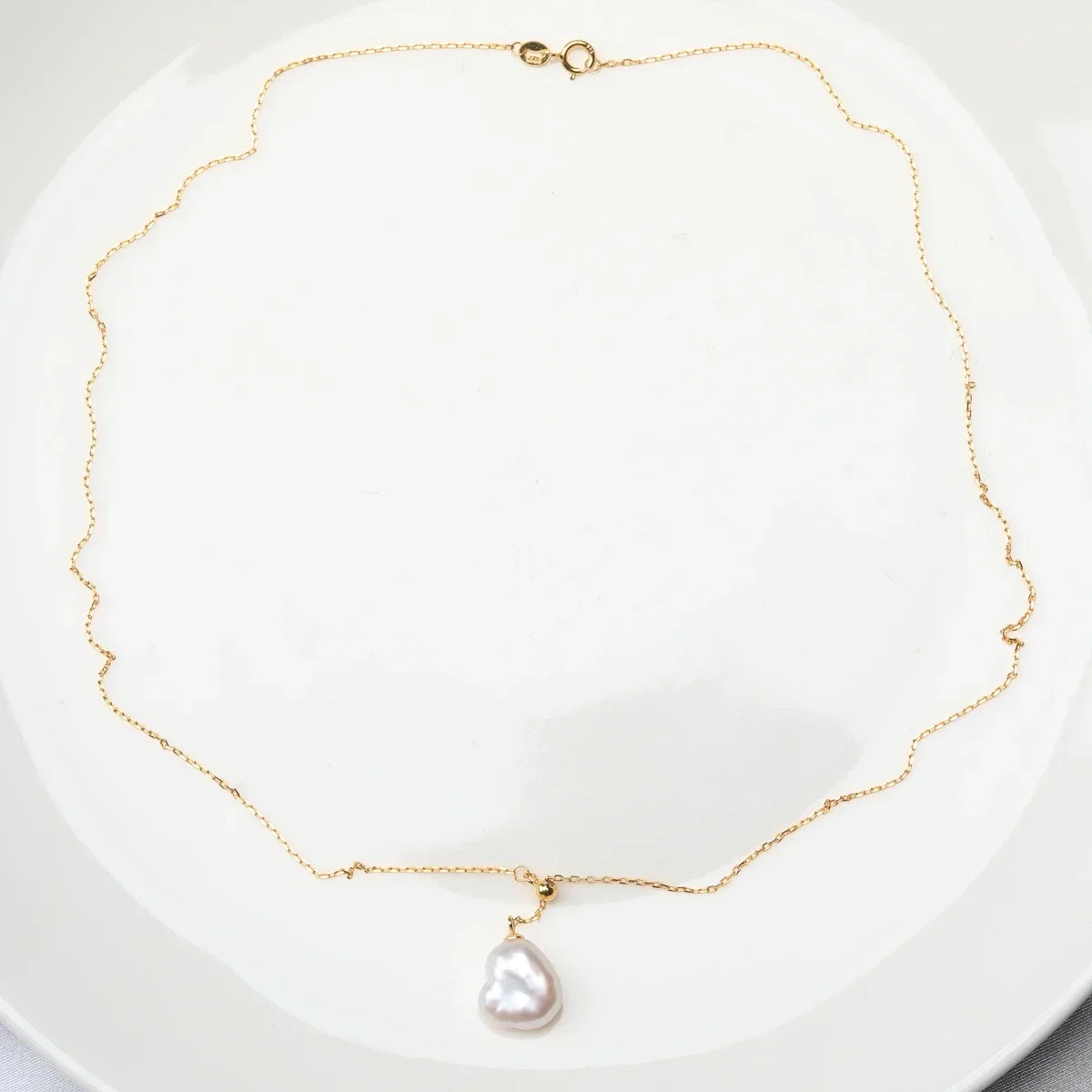 Natural freshwater heart-shaped Baroque pearl Y-shaped chain slanted pendant S925 Sterling Silver necklace adjustable love gift
