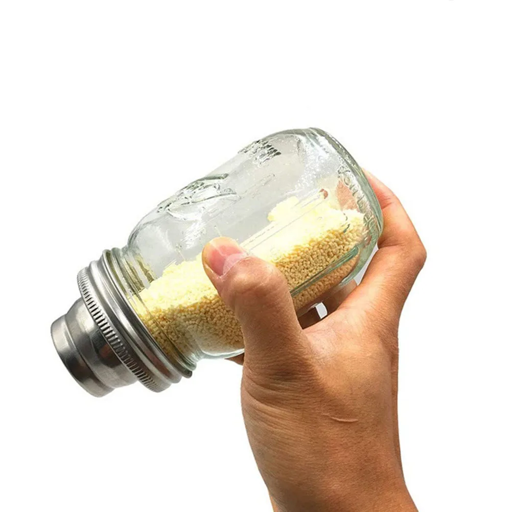 

3pcs Steel Mason Cocktail Shaker Lids Jar Shaker Lids Silicone Seal Spices Salt Pepper 70mm Mouth Kitchen Bar Tools
