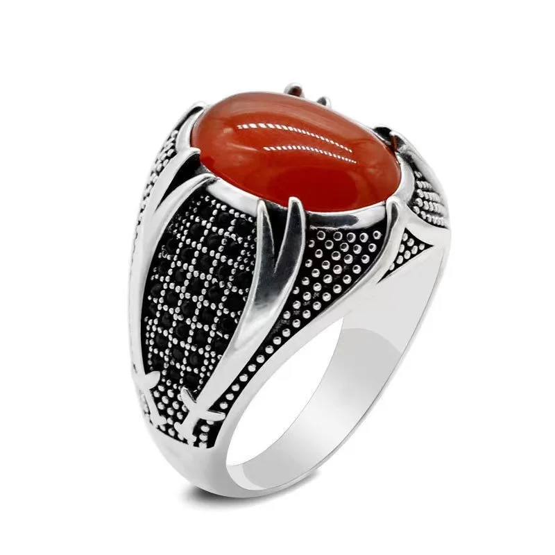 Vintage Boho Statement Ring for Women, Teardrop Simulated Turquoise Three‑Color Inlaid Finger Ring, Bohemian Retro Bold Daily