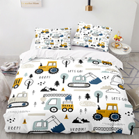 Cartoon Car Kids Bedding Set Construction Bedding Duvet Cover Set Full Size Boys Decor Equipment Trucks Comforter Cover Set Exca