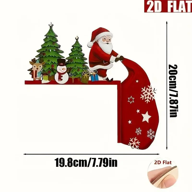 1/2Pcs Antique Wooden Christmas Door Corner Decoration Santa Claus With Reindeer And Snowman Holiday Party Decorations