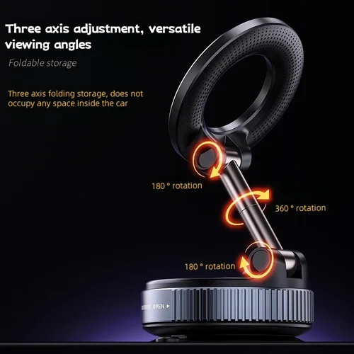 Imagen 2 del producto Soporte magnético para teléfono de coche con ventosa al vacío, soporte magnético plegable de doble cara para teléfono, accesorios para coche