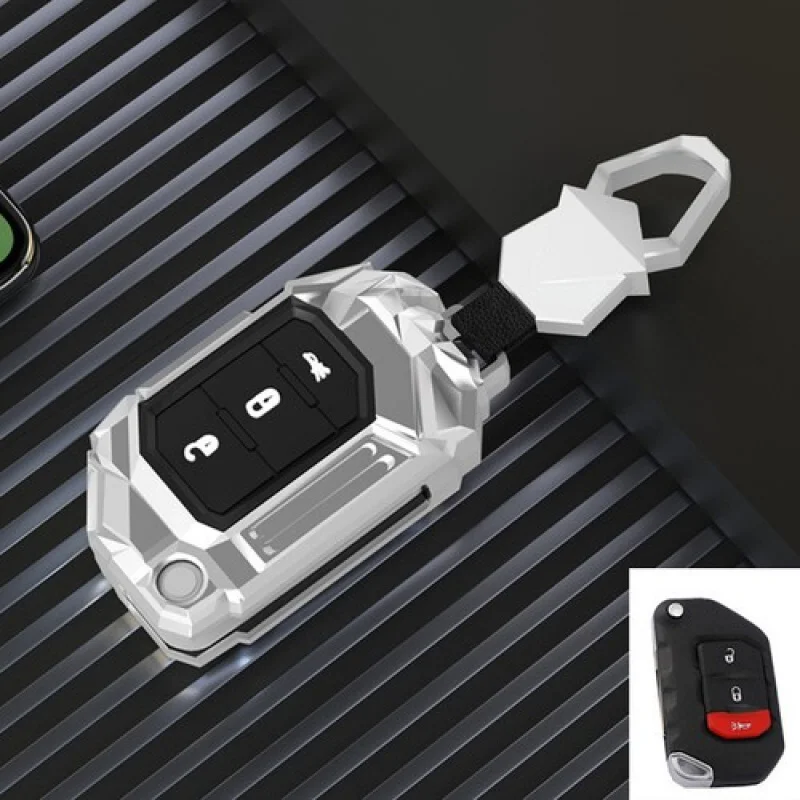 

A + силиконовый чехол для дистанционного ключа из цинкового сплава для Jeep Wrangler JL JT 2018+