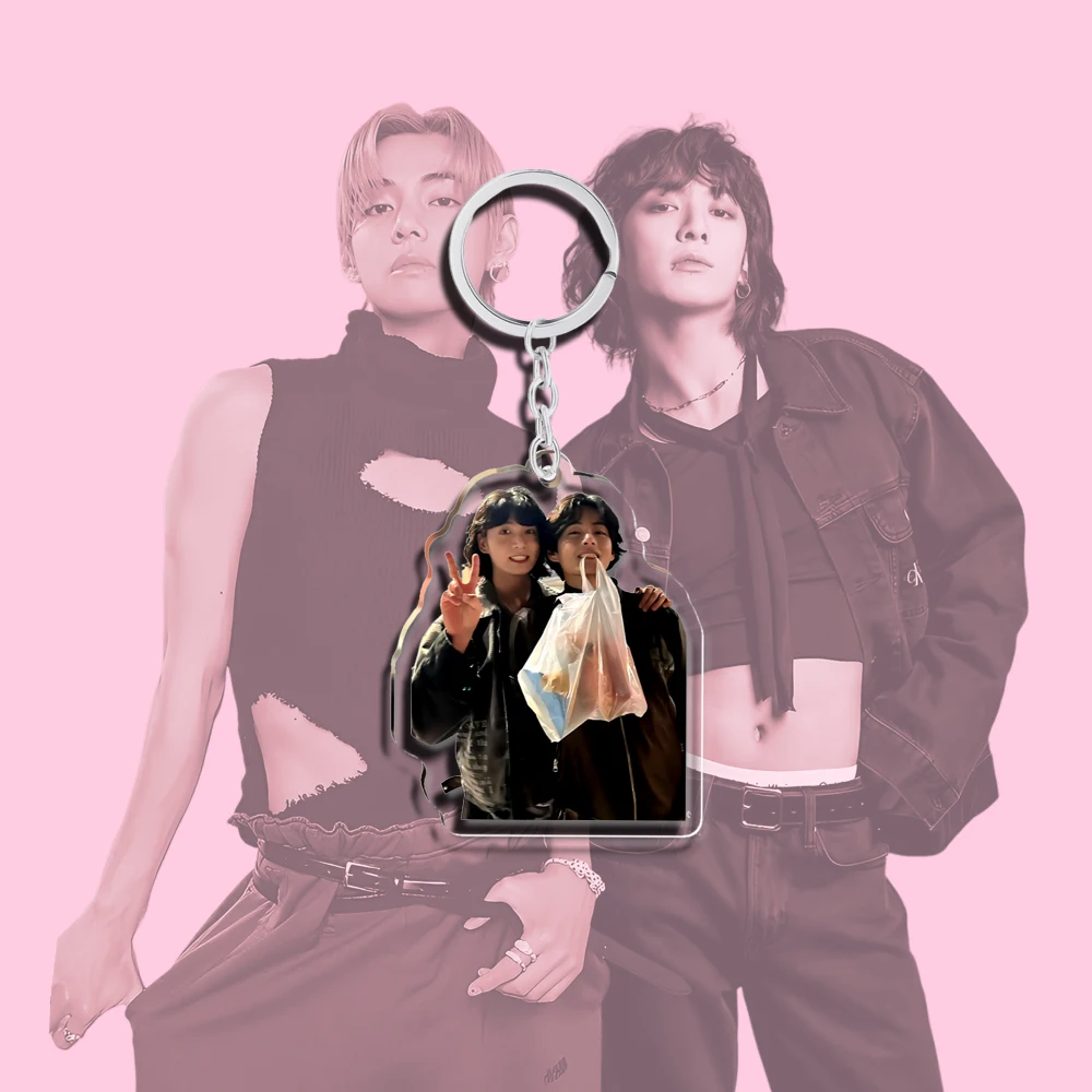 LAYOVER-Chaveiro Kpop Acrílico, Chaveiro Pingente, Álbum Golden Friends, Teakook Acessórios, Merch, 5cm
