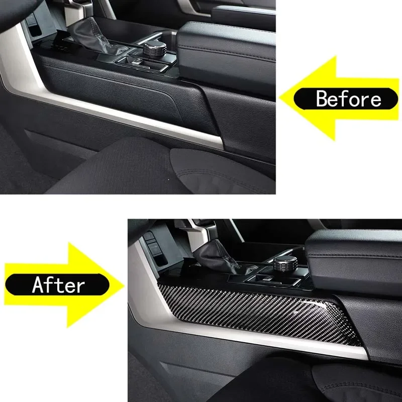 

For Toyota Tundra 2022-2023 Soft Carbon Fiber Car Styling Car Central Control Cup Holder Side Panel Cover Sticker Auto Parts