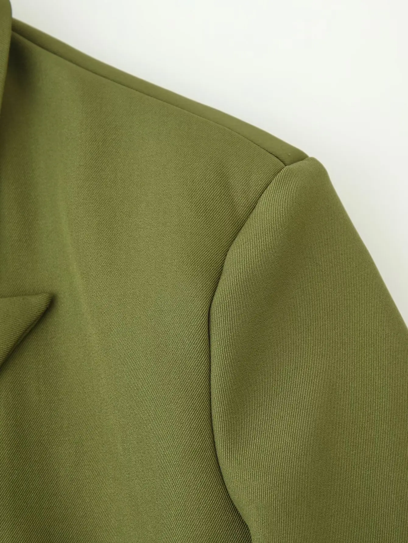Suninheart Olive Green Asymmetric Blazer & Pants Set – Women's Ruched Waist Suit Two Piece Office Lady Autumn Fashion