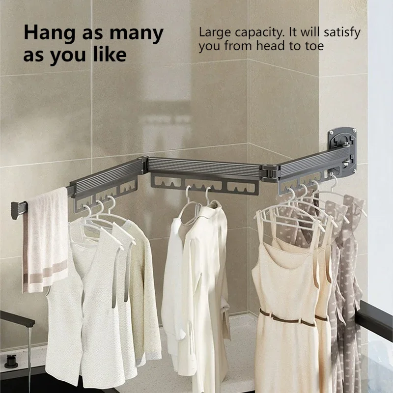 

Balcony Retractable Invisible Hanger Folding Drying Rack No Punching Wall-mounted Household Multi-functional Indoor Drying Rack