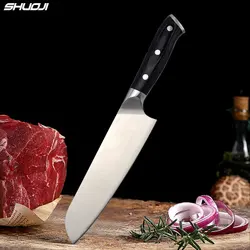 SHUOJI 7 inch Stainless Steel Santoku Knife Germany Steel Kitchen Knife 5Cr15mov Chef Slicing Santoku Knives Wood Handle Knife