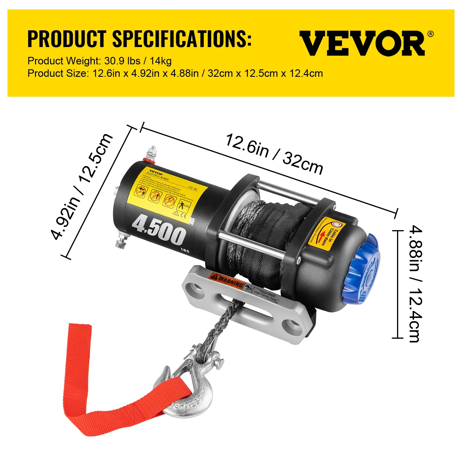 VEVOR verricello elettrico per camion verricello per auto 12V 4500LBS corda sintetica fuoristrada impermeabile ATV UTV argani con telecomando Wireless