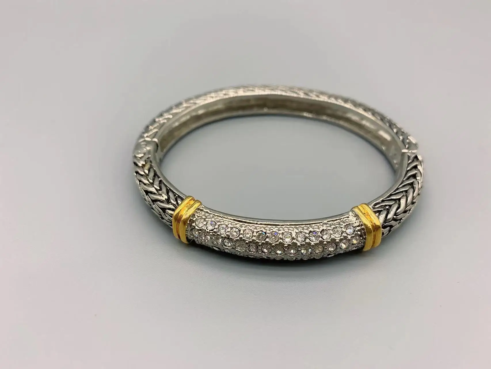 

Le Han Jewelry Classic Chain Silver And 18k Gold Plated Bagal Breaclet With Clear Cubic Zirconia
