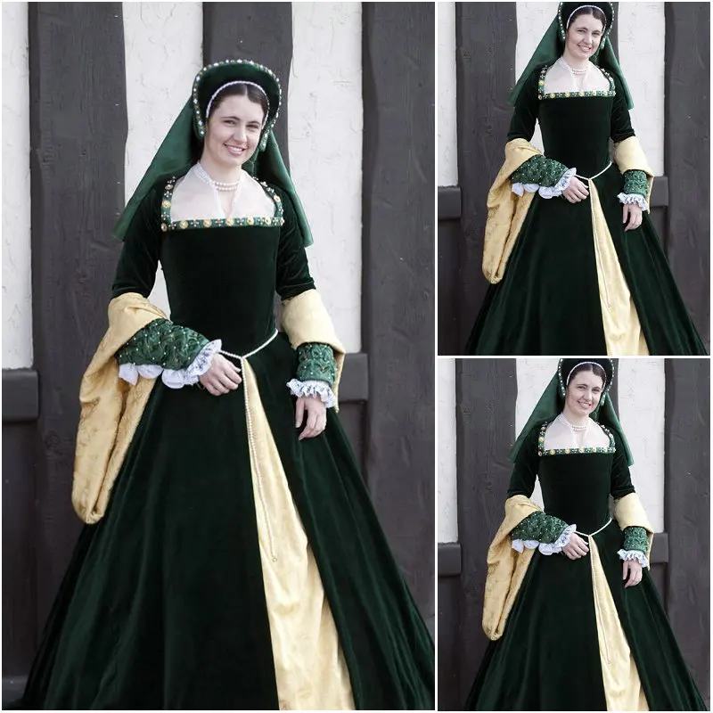 16th Anne Boleyn green royal dress Mary Boleyn Tudor Queen Elizabeth Costume Victorian Versailles Dancing Ball Gown Drama Dress